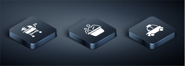 设置等距宠物婴儿车、出租车和宠物浴室图片下载