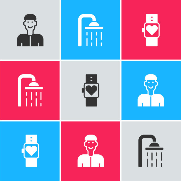 设置积极思考淋浴喷头和智能手表图片下载