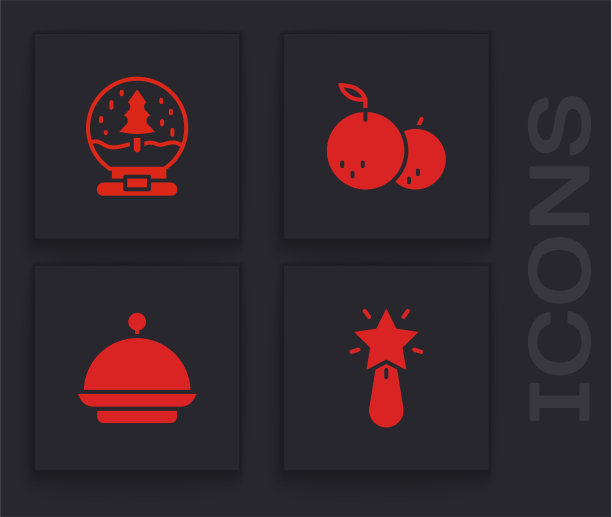 设圣诞星雪球橘红色和图片下载