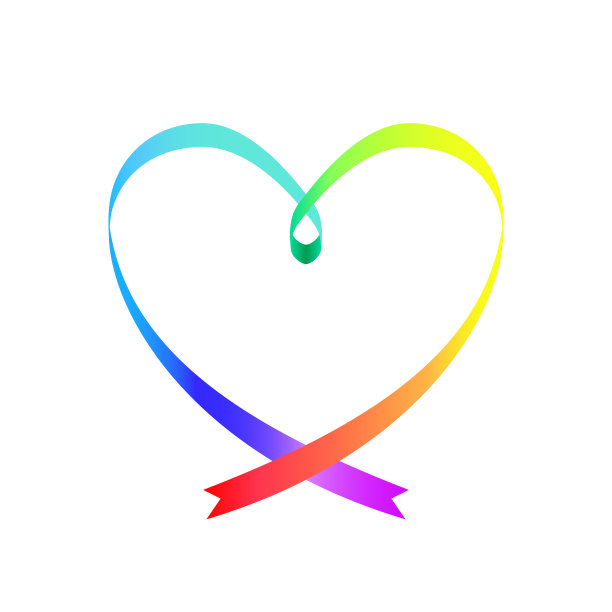 心形彩虹丝带的插图。图片下载