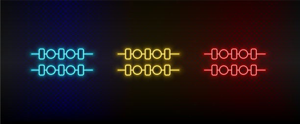 霓虹图标设置烧烤串设置红色蓝色图片下载