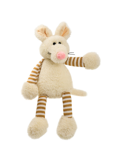 这只快乐的老鼠用它的爪子指向，孤立在白色的背景上。图片下载