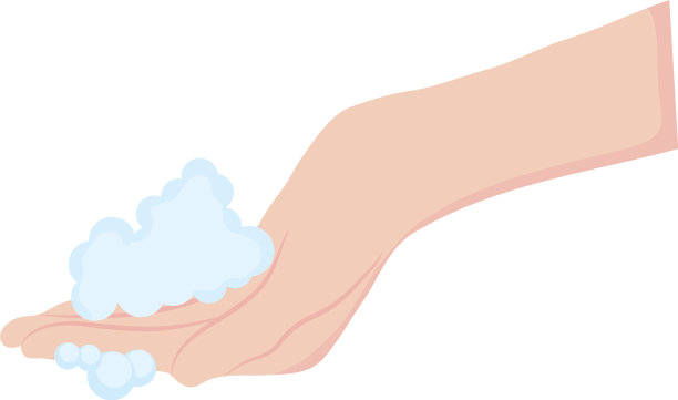 图标手与肥皂泡沫扁平风格图片下载