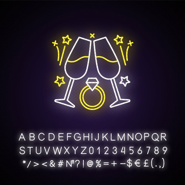 订婚派对上的霓虹灯图标图片下载