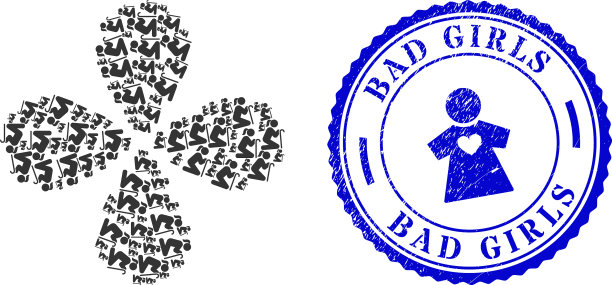 坏女孩苦恼印章印章和老女人卷曲图片下载