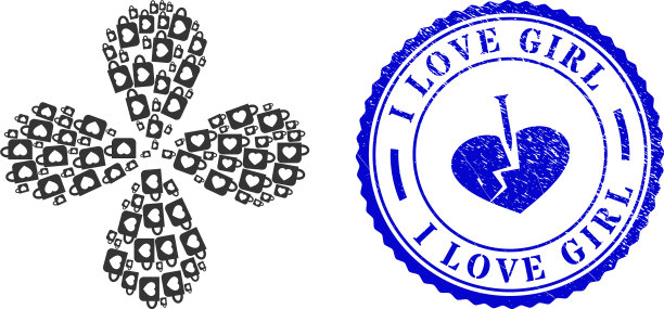 我喜欢女孩纹理印章和最喜欢的杯子图片下载