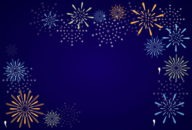 这是一幅描绘烟花的画框插图。图片下载