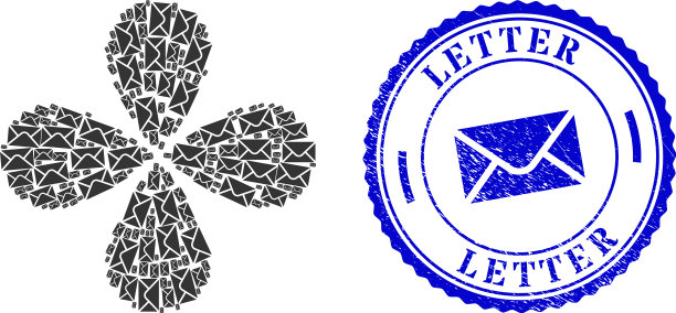 信件垃圾密封邮票和信封漩涡花图片下载