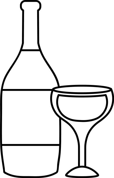 酒瓶和玻璃的图标线条风格图片下载