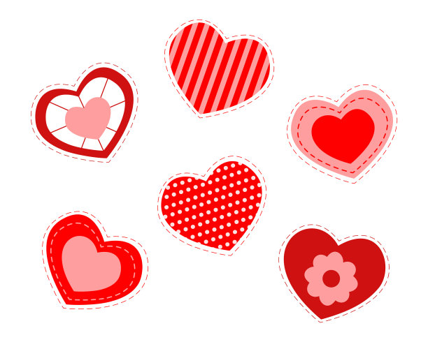 将各种心贴隔离在白色上图片下载