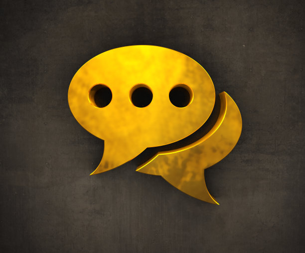 墙上的金色演讲泡泡符号图片下载