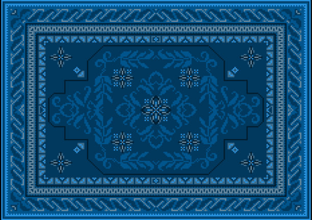 蓝色地毯，中央有淡蓝色装饰图片下载