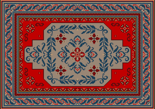 地毯上有红灰色和蓝色的点缀图片下载