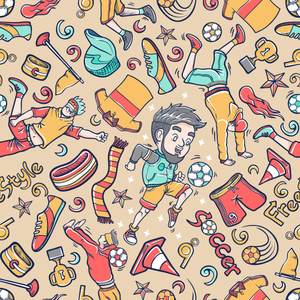 街头足球图标设置模式无缝衔接图片下载