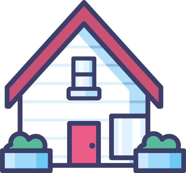 房子用灌木线和填充风格图标图片下载