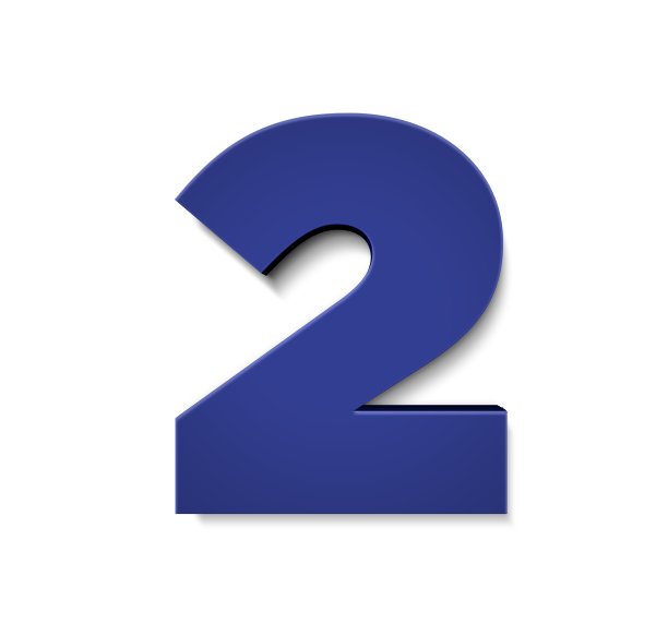 3d插图数字蓝色2图片下载