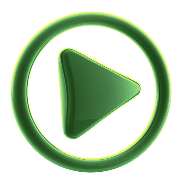 箭头播放按钮图标3d绿色与黄色图片下载
