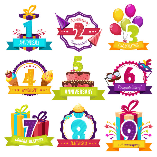 生日聚会五彩缤纷的标志图片下载