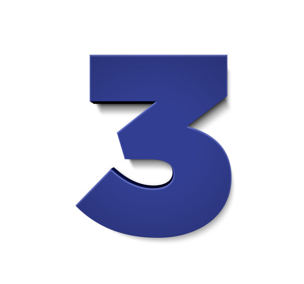 3d插图数字蓝色3图片下载