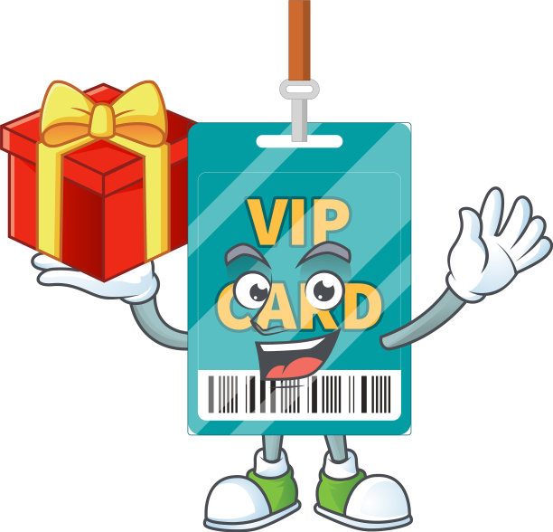 贵宾卡卡通吉祥物配红礼盒赠送图片下载