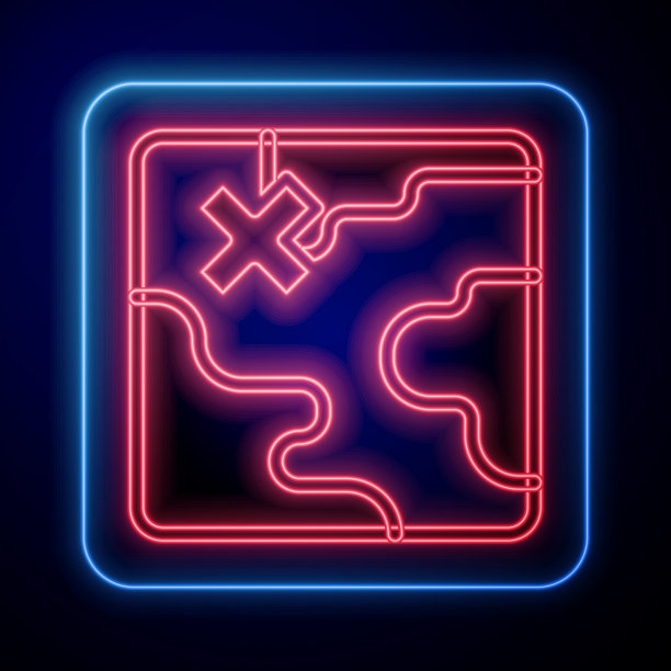 发光的霓虹灯非洲狩猎地图图标孤立上图片下载