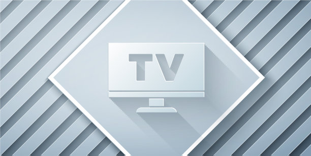 剪纸智能电视图标孤立在灰色图片下载