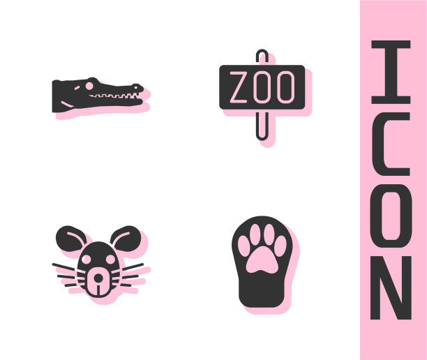 设置爪印鳄鱼头老鼠和动物园公园图片下载