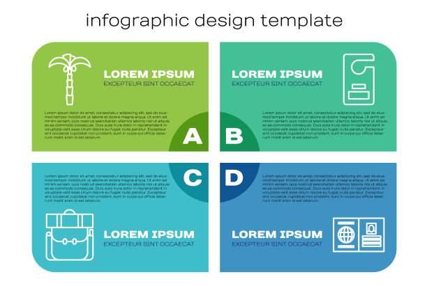 Set line徒步背包热带棕榈树图片下载