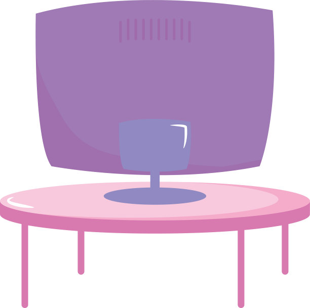 电视屏幕在圆桌家具上图片下载