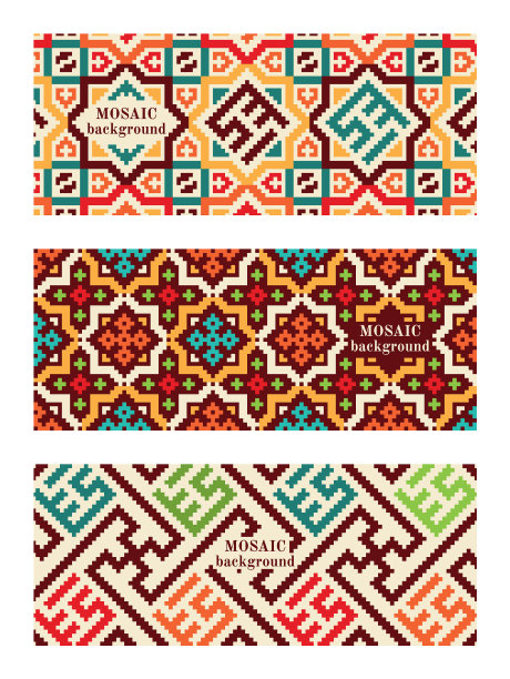 设置马赛克横幅与瓷砖现代几何图片下载