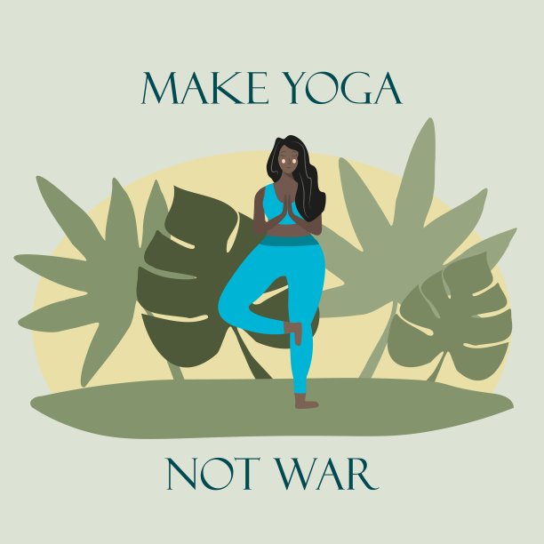 瑜伽的女孩。非裔美国黑人做瑜伽。身体积极的。向量图片下载