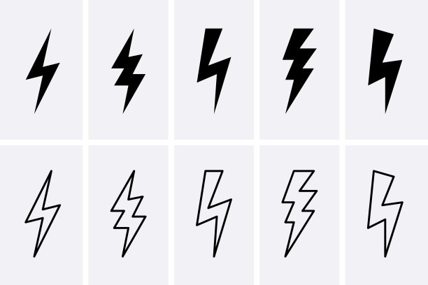 闪电和雷电图标设置图片下载