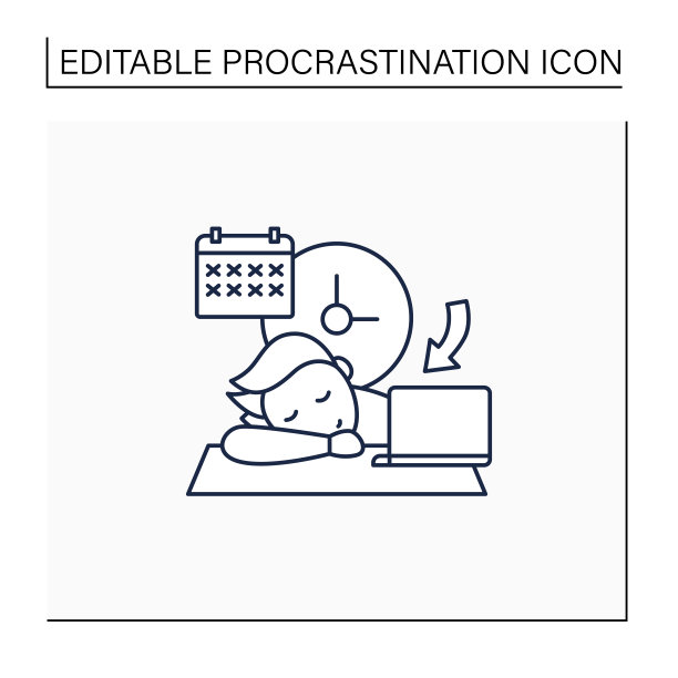 危机标记拖延症线条图标图片下载