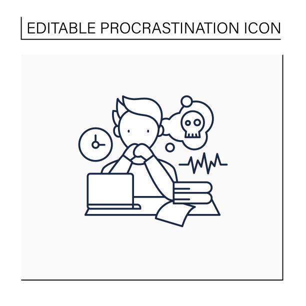 担忧的拖延者线条图标图片下载