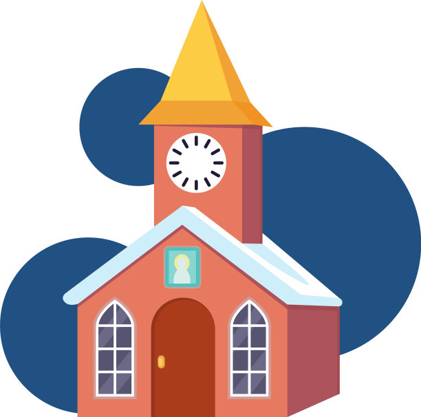 彩色卡通钟楼图片下载