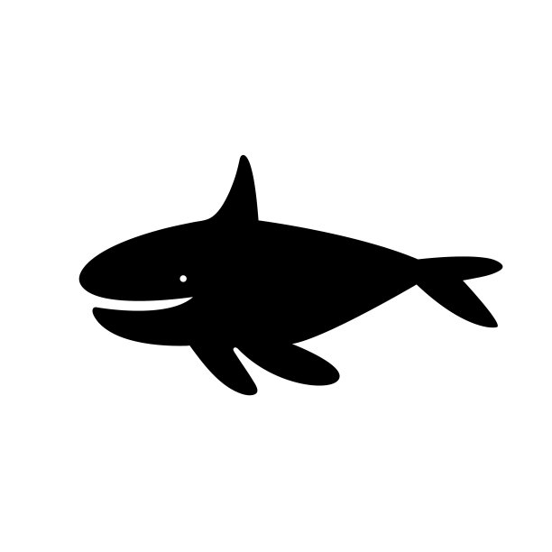 虎鲸。海洋生物、动物。黑色的轮廓。切板模板设计。图片下载