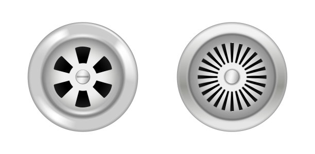浴缸或水槽金属圆形排水。厨房下水道或浴室不锈钢管道排水孔图片下载
