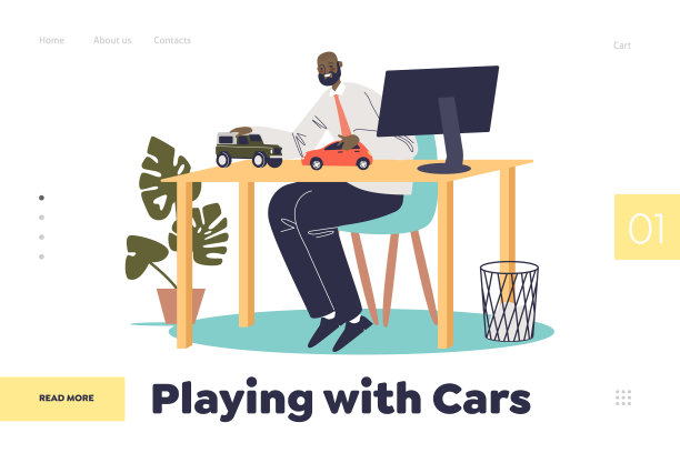 玩汽车概念登陆页面与人赛车玩具汽车模型在工作场所图片下载