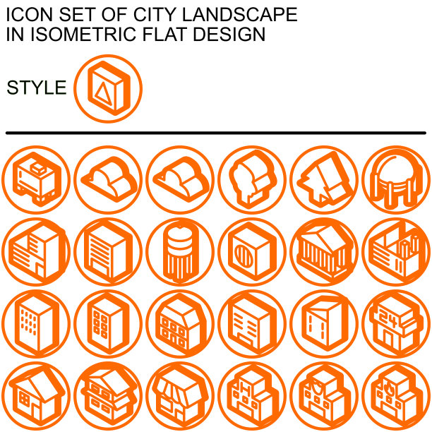 城市景观图标集，等距平面设计131图片下载