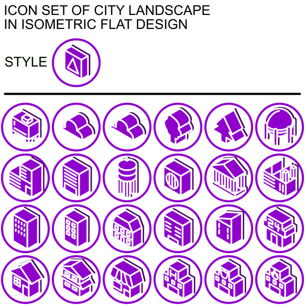 城市景观图标集，等距平面设计170图片下载