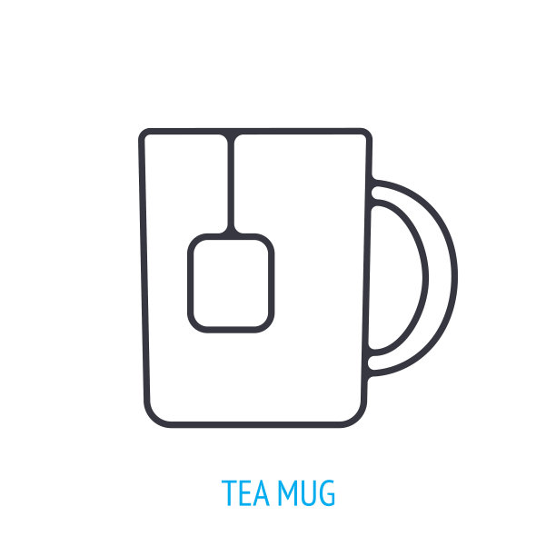 茶杯与茶虫轮廓图标杯热茶图片下载