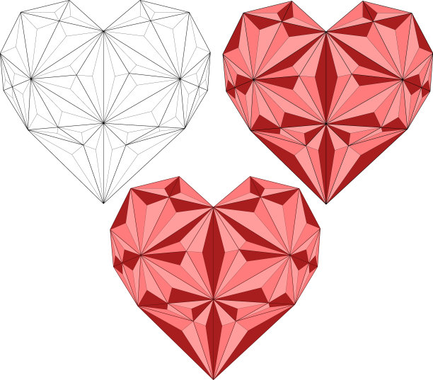 可爱明亮的图形宝石石心素描图片下载