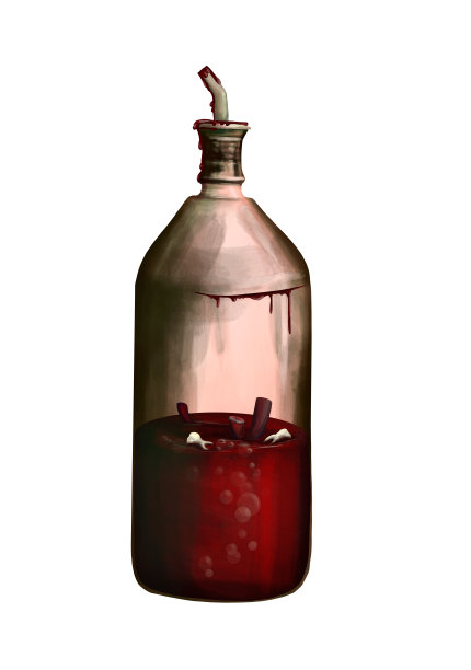 鸡尾酒里有奇怪可怕的东西。黑暗数码插图图片下载