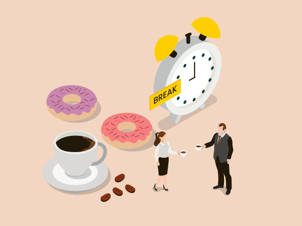 两位商务人士在享受咖啡和甜甜圈图片下载