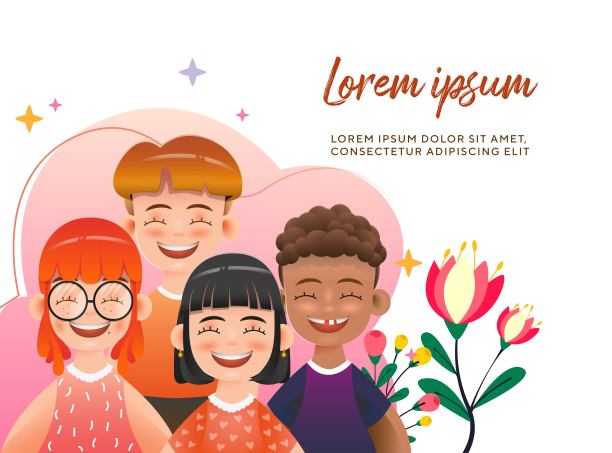 卡通世界儿童日人物插图溢价矢量图片下载