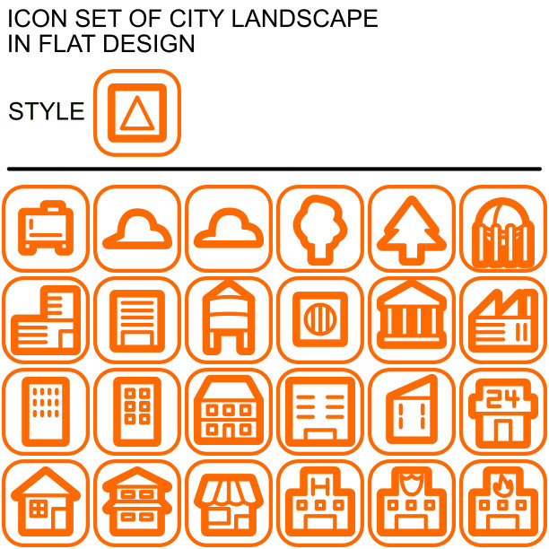 城市景观图标设置，平面设计065图片下载