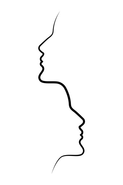 用一条连续的线画的两个女孩的肖像图片下载