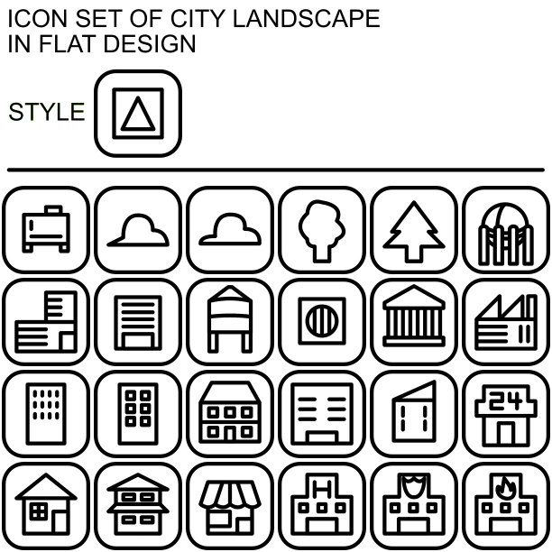 城市景观图标设置，平面设计096图片下载