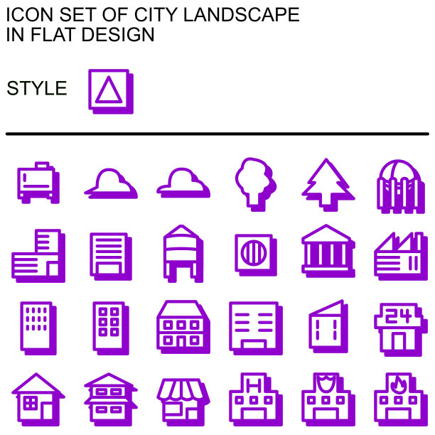 城市景观图标设置，平面设计081图片下载