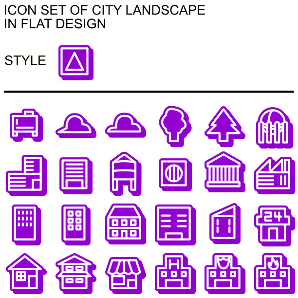 城市景观图标设置，平面设计085图片下载